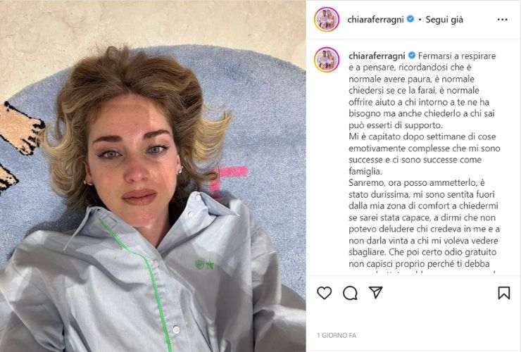 Chiara Ferragni il post