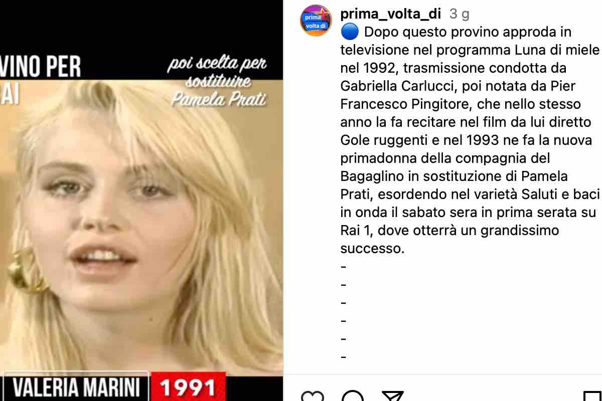 Su Instagram il primo provino di Valeria Marini